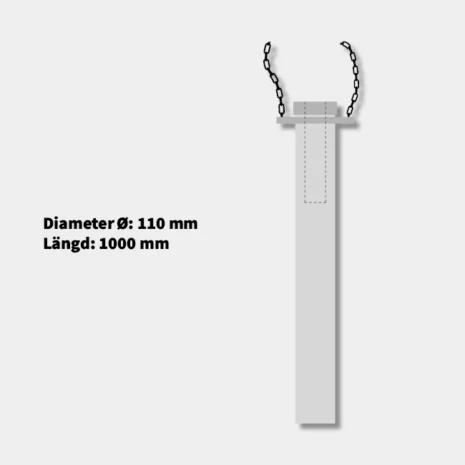 Produktbild på markhåldon som har en diamter på 110 mm och en längd på 1000 mm.