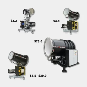 Produktbild på alla standardmodeller av dammkanoner från Spraystream