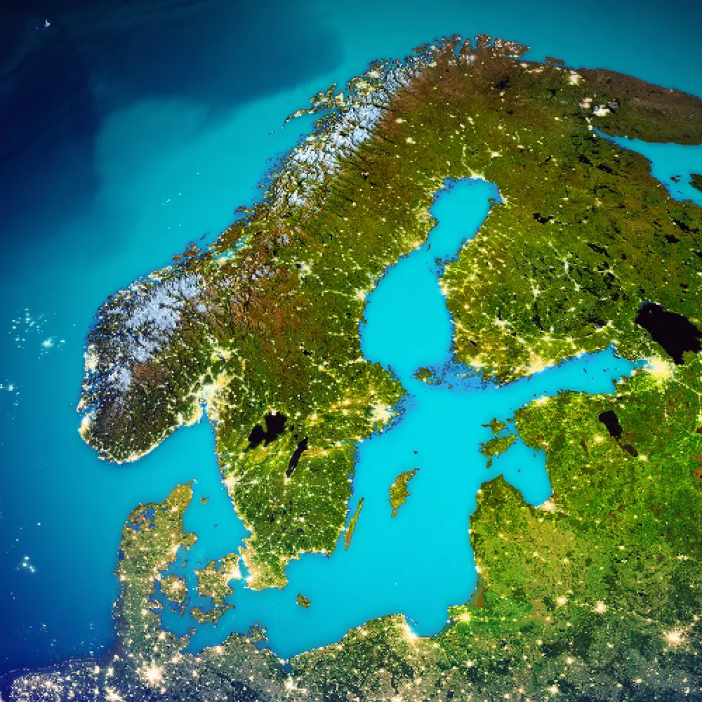 Bild på karta över Scandinavia