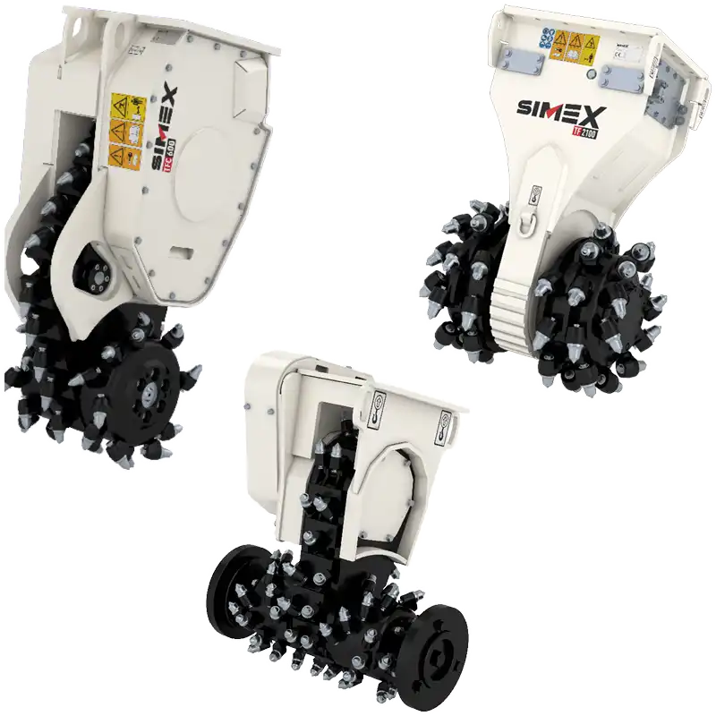 Produktbild på rotationsfräs. TF- och TFC-serien tillverkad av Simex och som säljs av AMAS Svenska AB i Sverige.