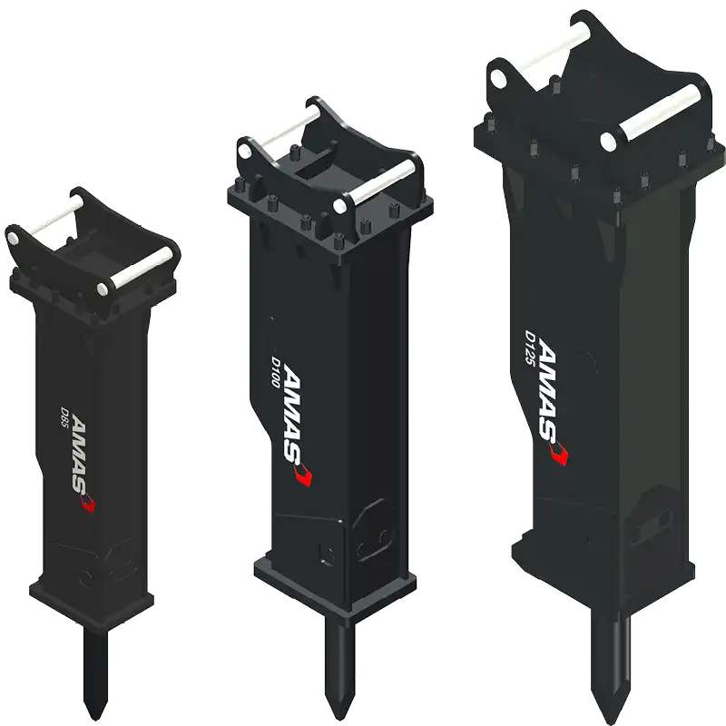 Produktbild på hydraulhammare som säljs med S60 fästen.