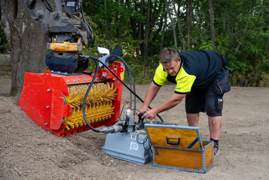 Uppstart och injustering av Rotastar ST2 4 siktskopa på grävmaskin med Engcon